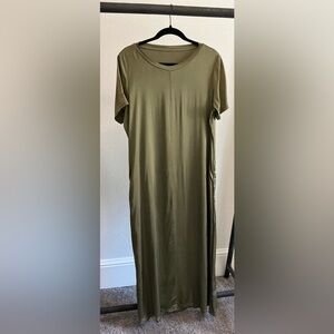 Olive Green Satin Dress